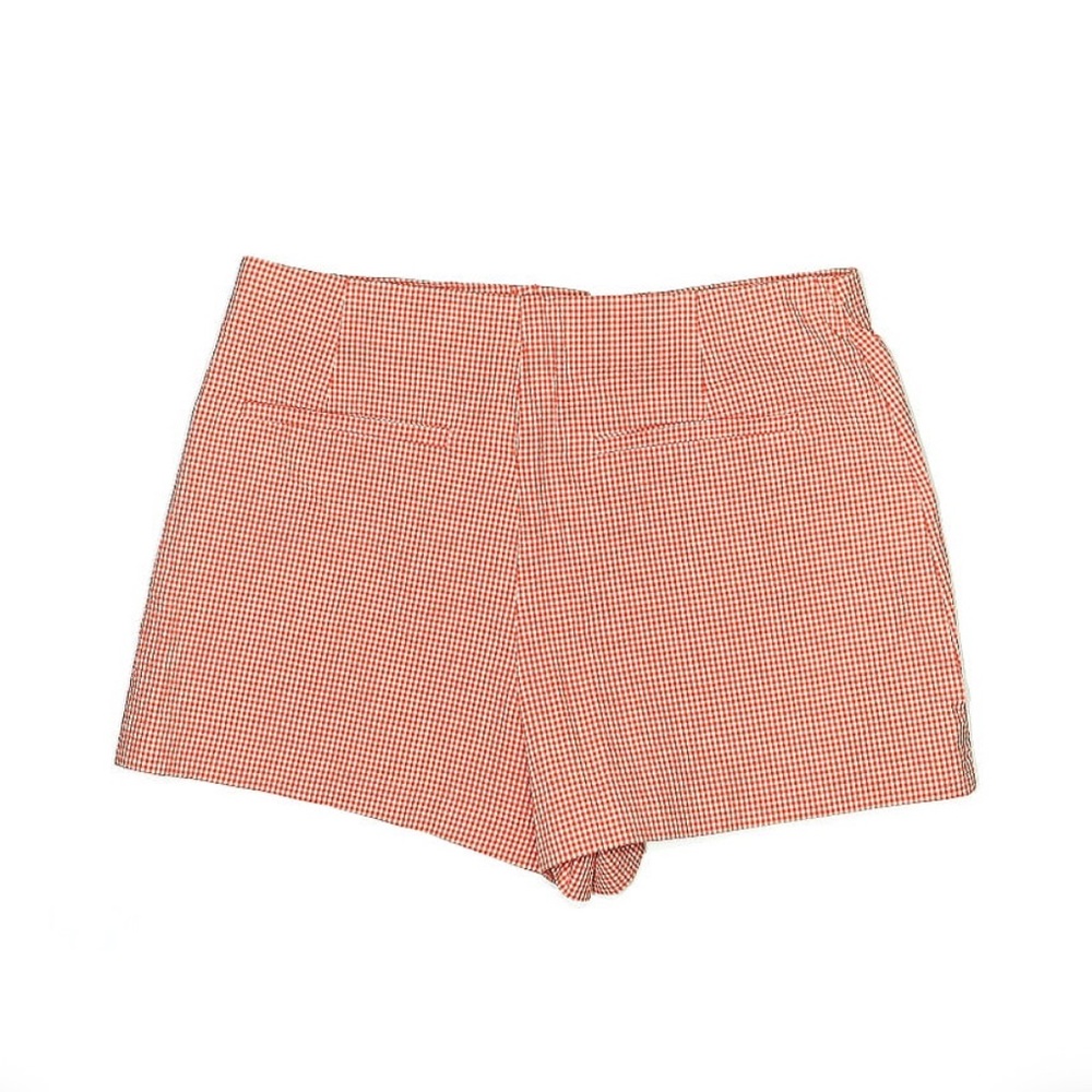 Zara High Waist Gingham Shorts — Red and White
